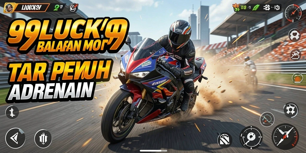 Screenshot gameplay 99LUCK99 menunjukkan aksi balapan motor yang mendebarkan.