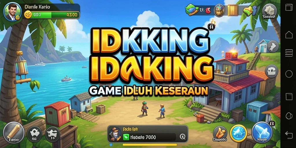 Tampilan gameplay menarik dari IDRKING dengan karakter dan sumber daya.