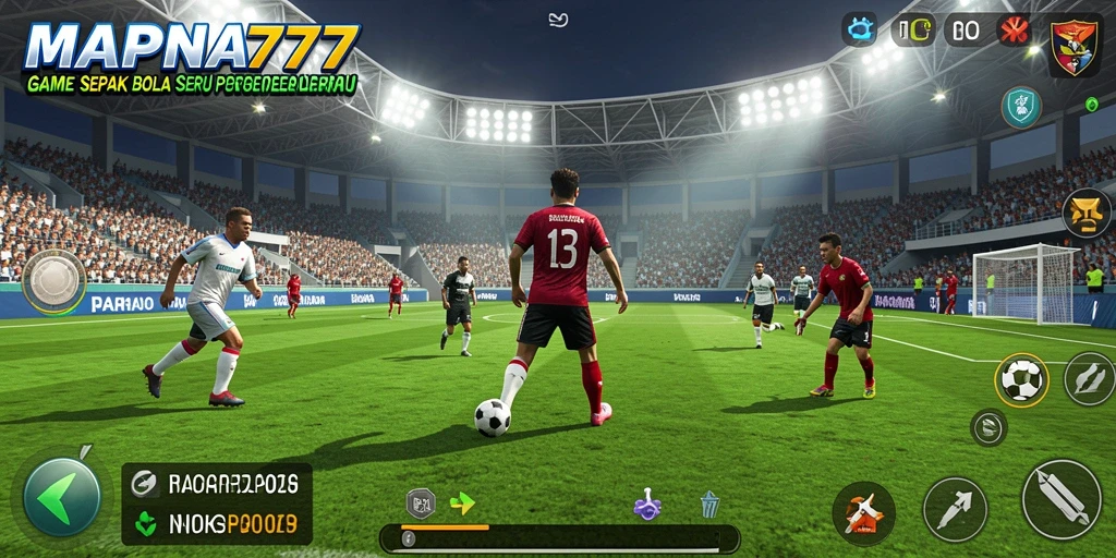 Tampilan gameplay <strong>MAPNA777</strong> dengan aksi sepak bola seru.