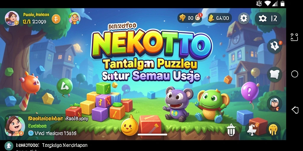 Tampilan gameplay menarik dari NEKOTOTO dengan puzzle berwarna-warni.