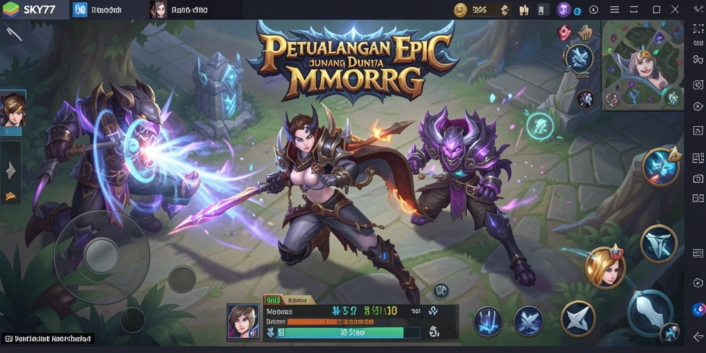 Tampilan aksi epic dalam <strong>SKY77</strong> menunjukkan dunia fantasi yang memukau.